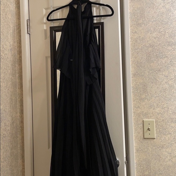 ASOS Black Halter Tie Pleated Midi Dress (size 2) - Picture 10 of 14